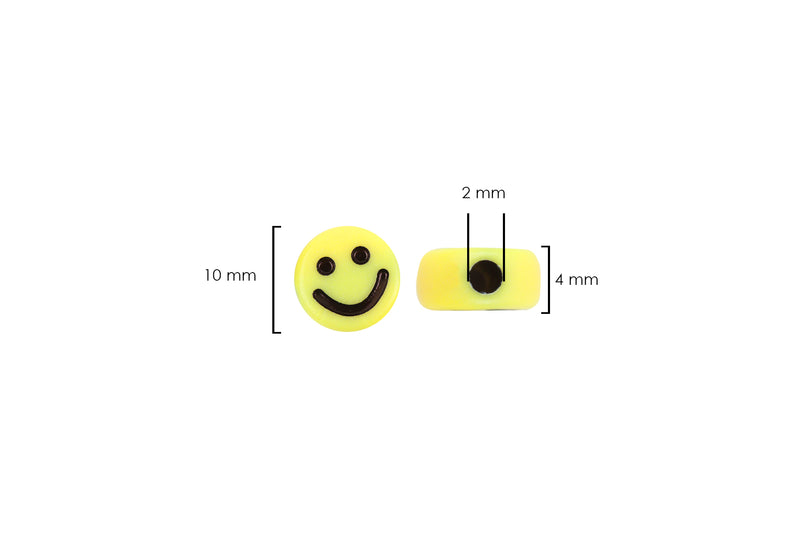Cuenta Acrílico Caritas Felices Amarillo/Negro Emoji 10 mm