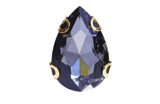 Conectores Separador Chapa de Oro Gota Cristal Facetado Black Diamond 20x30 mm