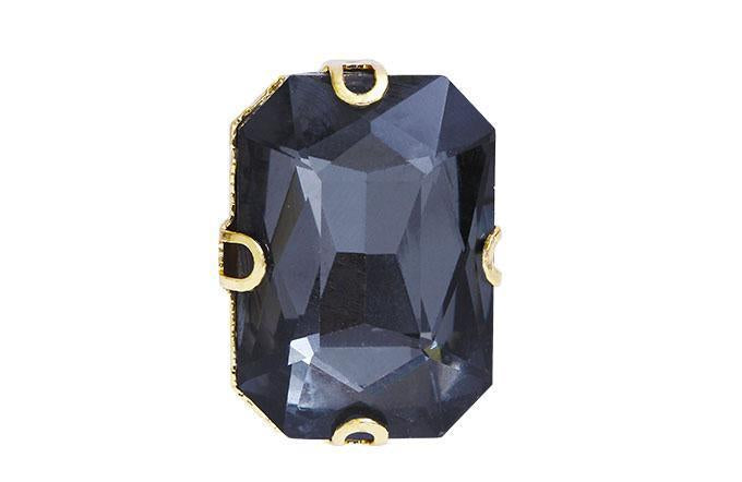 Conectores Separador Chapa de Oro Rectangulo Cristal Facetado Black Diamond 18x28 mm