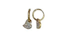 Nuevo-Aretes Acero Inoxidable Huggies Dorado en forma de Corazon Inclinado con Cristales