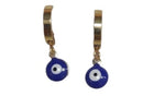 Nuevo-Aretes Acero Inoxidable Huggies Dorado con Dije Chico de Ojo Azul Rey