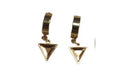 Nuevo-Aretes Acero Inoxidable Huggies Dorado con Dije Triangulo con cristal Dorado