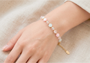 Brazalete de concha hexagonal rainbow cristal rosa