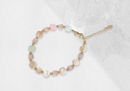 Brazalete de concha hexagonal rainbow cristal rosa