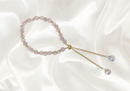 Brazalete de Cristal ajustable redondo plano Pink AB