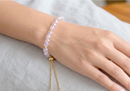 Brazalete de Cristal ajustable redondo plano Pink AB