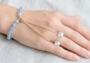 Brazalete de Cristal ajustable cubos Blue Opal AB