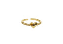 Frau Elegance anillo ajustable con circonia argolla corazones dorado