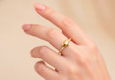 Frau Elegance anillo ajustable con circonia corazon dorado