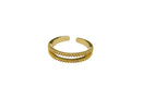 Frau Elegance anillo ajustable con circonia argolla doble dorado