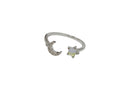 Frau Elegance anillo ajustable con circonia luna plateado