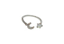 Frau Elegance anillo ajustable con circonia luna plateado