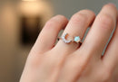 Frau Elegance anillo ajustable con circonia luna plateado