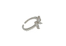 Frau Elegance anillo ajustable con circonia mariposa con perlitas
