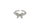Frau Elegance anillo ajustable con circonia mariposa con perlitas
