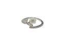 Frau Elegance anillo ajustable con circonia flor blanca plateado