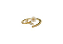 Frau Elegance anillo ajustable con circonia flor blanca dorado