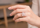 Frau Elegance Cristal Anillo rodio de flor rosa