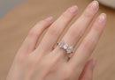Frau Elegance Cristal anillo rodio de moño rosa