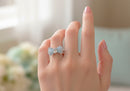 Frau Elegance Cristal anillo rodio de moño aqua