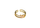 Frau Elegance anillo ajustable con circonia doble con corazon rosa dorado