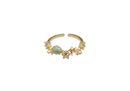Frau Elegance anillo ajustable con circonia concha con corazon dorado