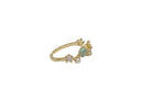 Frau Elegance anillo ajustable con circonia concha con corazon dorado