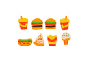 Set de Borradores Mini en forma de hamburguesas hot dogs y pizza