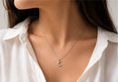 Nuevo-Cadena con dije con cristales Luna Plateada