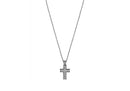 Nuevo-Cadena con dije con cristales Cruz Ancha Plateada