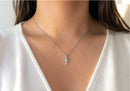 Nuevo-Cadena con dije con cristales Cruz Ancha Plateada