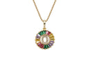 Frau Elegance Cadena con Dije Chapa de Oro con Circonia Rainbow Baguette Letra H 16 / 200 mm
