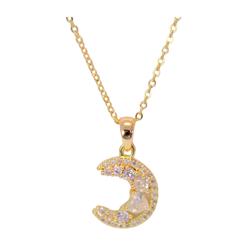 Nuevo-Frau Elegance Collar Dorado - Luna con estrella con Zirconia