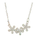 Nuevo-Frau Elegance Collar Plateado Rodio - 3 Flores con Zirconia