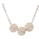 Nuevo-Frau Elegance Collar Plateado Rodio - 3 Bolitas con Zirconia