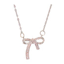 Nuevo-Frau Elegance Collar Plateado Rodio - Moño con caida con Zirconia