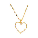 Nuevo-Frau Elegance Collar  Golden Corazon Linea Deldada  con zirconia Cuadrada