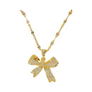 Nuevo-Frau Elegance Collar Golden Moño  con zirconia
