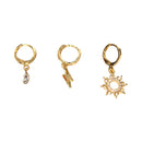 Nuevo-Frau Elegance Set 3 Aretes Sol y trueno