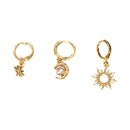 Nuevo-Frau Elegance Set 3 Aretes Sol y luna