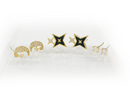 Frau Elegance Aretes de pin de 3 pares luna con estrellas dorado