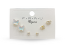 Frau Elegance Aretes de pin de 3 pares mariposas opalo dorado