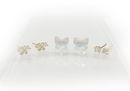 Frau Elegance Aretes de pin de 3 pares mariposas opalo dorado