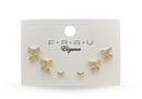 Frau Elegance Aretes de pin de 3 pares monos con corazones dorado