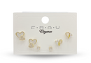 Frau Elegance Aretes de pin de 3 pares corazones con concha dorado
