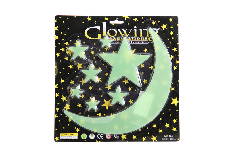 Set de figuras glow in the dark luna con estrellas