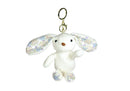 Llavero de Peluche Conejo con Orejas Estampadas Blanco