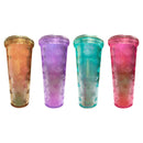 Vaso con popote con acabado greco tapa de dona