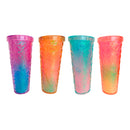 Vaso con popote con acabado formas irregulares