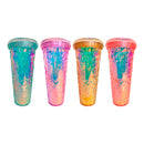 Vaso con popote con triangulos tapa de dona